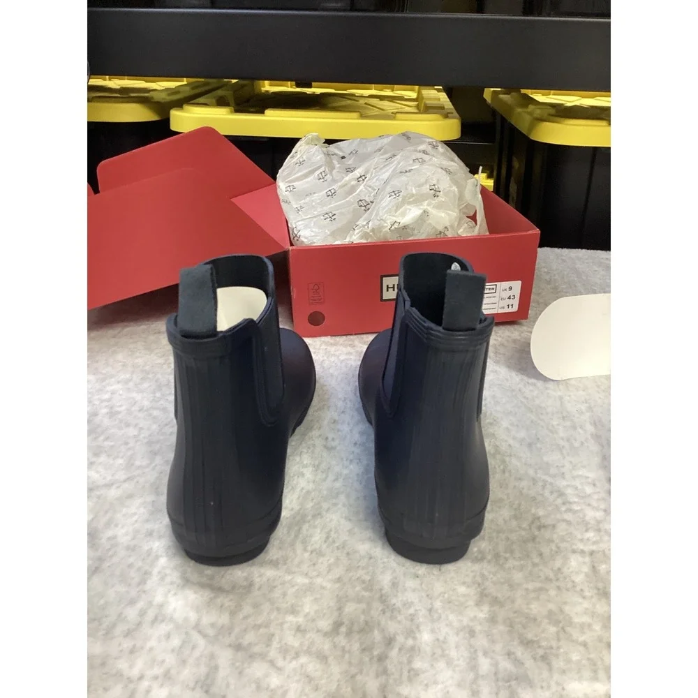 Hunter Womens Original Chelsea‎ Boot Navy Blue Matte Rain Boots WFS2078RMA US 11